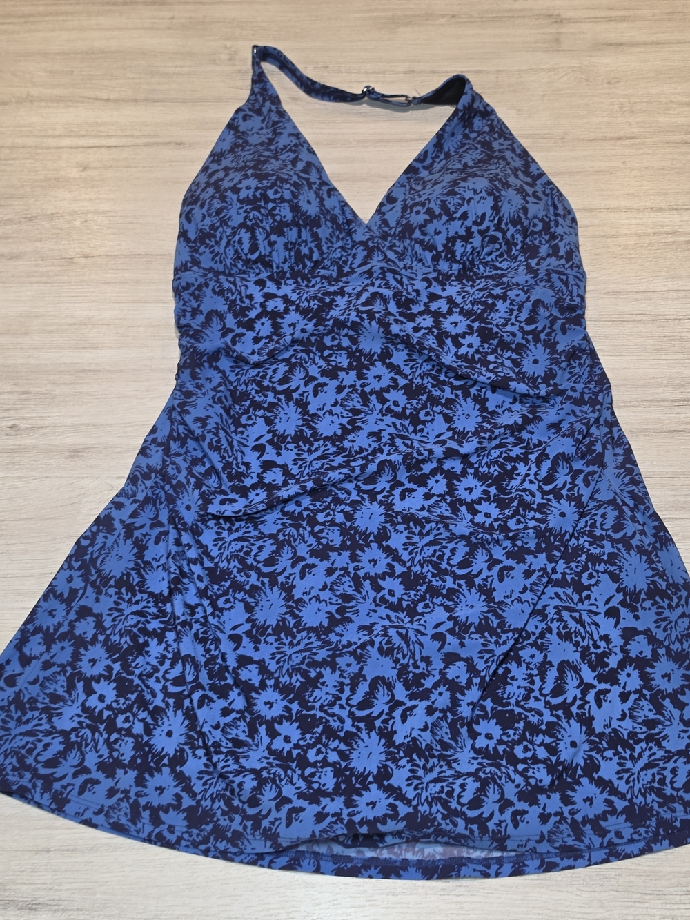 L.L. Bean Halter Swim Dress One Piece Swimsuit Women's Blue Size 14 C6